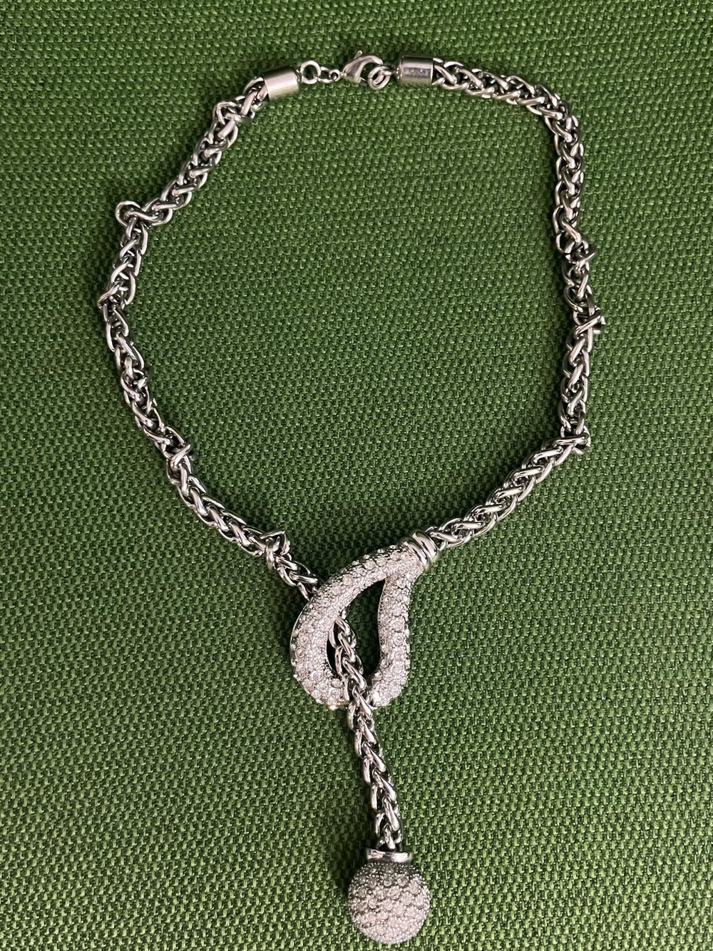 Elegant Silver Crystal Loop Pendant Necklace plus Heart Necklace - Women Jewelry